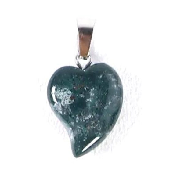 Indian Agate Stone Heart Shape Pendant Natural Stone Pendant Silver Jewel… - Picture 1 of 1